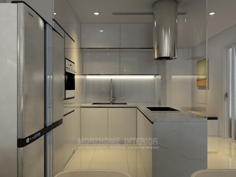 Mẫu tủ bếp chữ L gỗ Acrylic được nhiều khách hàng lựa chọn và đánh giá cao bởi nét sang trọng cũng như độ bền không kém gì so với gỗ tự nhiên, mức giá cũng phù hợp với túi tiền của nhiều hộ gia đình hơn Tủ bếp hiện đại, tủ bếp chữ u, tủ bếp chữ i, tủ bếp chữ l