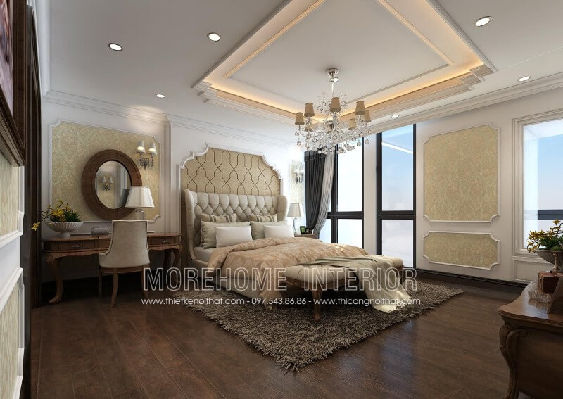 Giường ngủ chung cư tân cổ điển Giường ngủ chung cư tân cổ điển