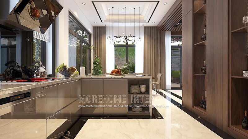 Thiết kế tủ bếp biệt thự cao cấp phong cách hiện đại Thiết kế và sản xuất tủ bếp đẹp