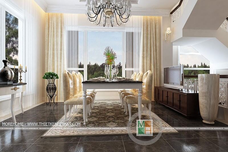 Thiết kế phòng ăn cao cấp với nội thất tân cổ điển sang trọng, đẳng cấp Mẫu nội thất biệt thự đẹp