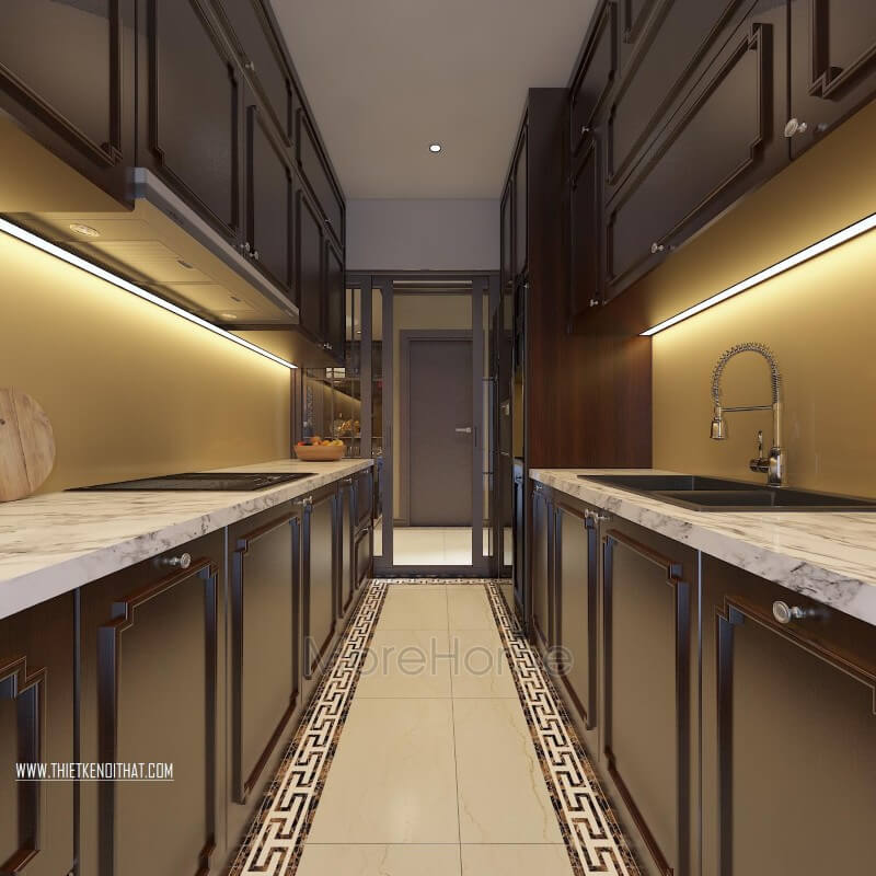 Thiết kế nội thất phòng bếp gỗ tự nhiên hiện đại, sang trọng Thiết kế phòng bếp đẹp và sang trọng