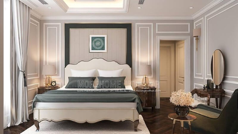 Thiết kế nội thất phòng ngủ tân cổ điển sang trọng, quý phái. Thiết kế nội thất phòng ngủ biệt thự