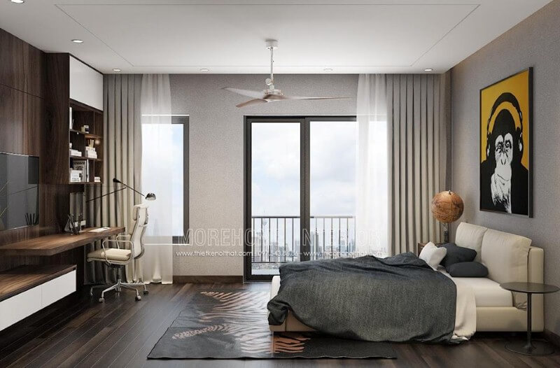 Thiết kế nội thất phòng ngủ hiện đại có ban công đẹp sang trọng. Thiết kế nội thất phòng ngủ biệt thự