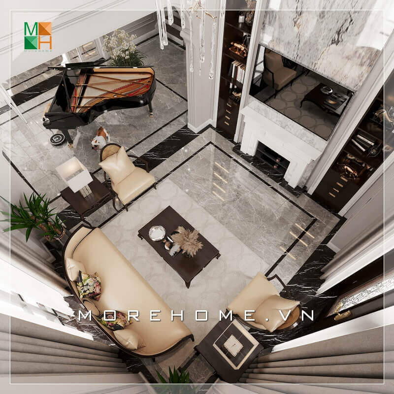 Giới thiệu mẫu thiết kế nội thất phòng khách sang trọng, cao cấp mang phong cách tân cổ điển cho chung cư cao cấp, căn hộ penthouse, biệt thự, nhà phố. Thiết kế phòng khách biệt thự