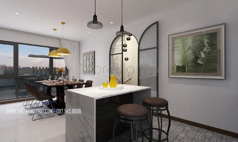 Đá vân mây nhân tạo cho bàn đảo phòng bếp hiện đại, đẹp, sang trọng. Nội thất phòng bếp