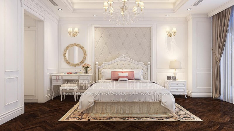 Giường ngủ biệt thự tân cổ điển Giường ngủ biệt thự tân cổ điển