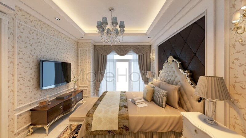 Thiết kế nội thất phòng ngủ chung cư thu hút mang cảm giác sang trọng và vô cùng quý phái. Thiết kế chung cư