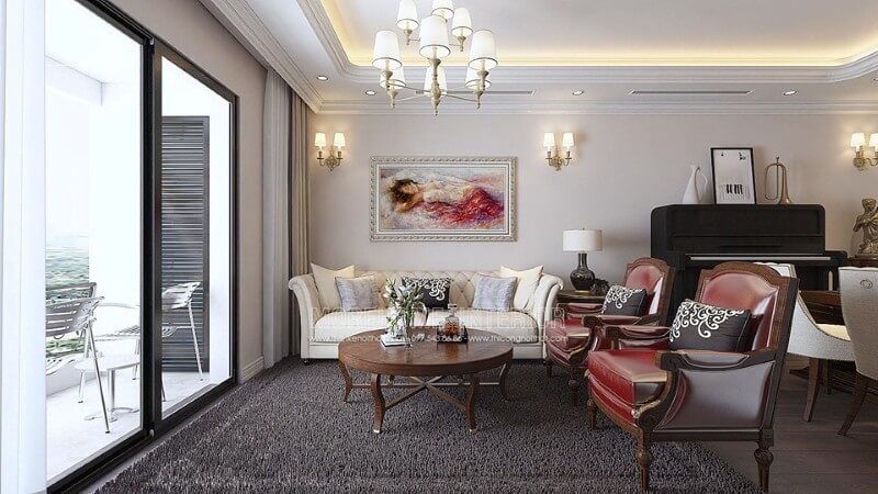 Trang trí phòng khách tân cổ điển đẹp sang trọng Thiết kế chung cư