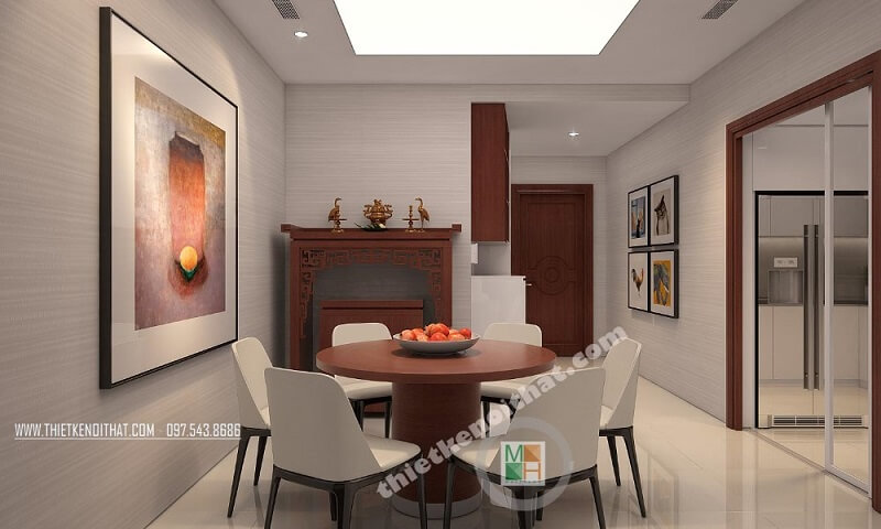 Mẫu thiết kế nội thất phòng ăn chung cư hiện đại với bộ bàn ghế ăn đơn giản nhỏ gọn Mẫu nội thất chung cư hiện đại