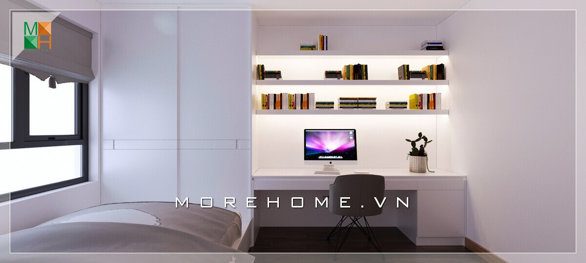 Căn phòng ngủ chung cư đơn giản với phong cách hiện đại, trẻ trung, thiết kế nội thất tối giản giúp tạo cảm giác thoải mái và không bị rườm rà. Nội thất chung cư hiện đại