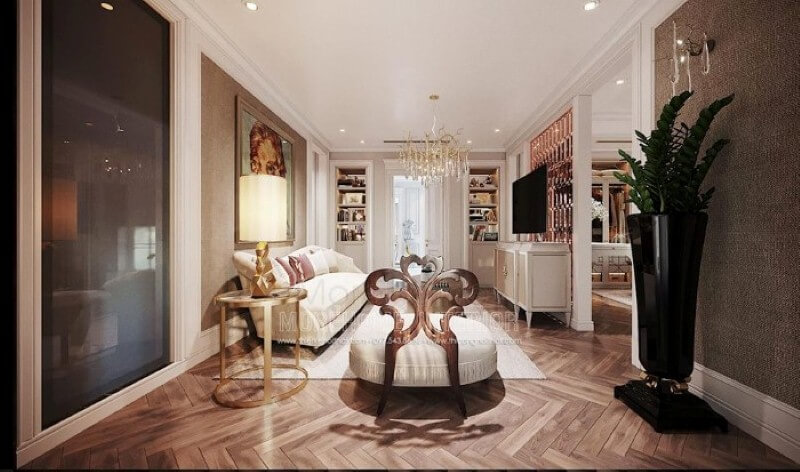 Sắp xếp nội thất phòng giải trí trong phòng ngủ master đương đại ấn tượng với vẻ đẹp tinh tế, sang trọng. Thiết kế phòng ngủ nhà phố