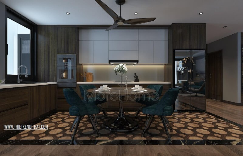 Tủ bếp hiện đại gỗ công nghiệp chữ L tạo không gian chứa đồ lớn Thiết kế tủ bếp, sản xuất tủ bếp chung cư