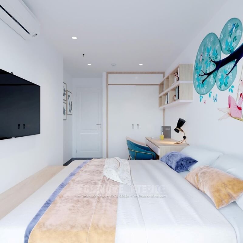 Thiết kế nội thất phòng ngủ con tại căn hộ cao cấp Mẫu nội thất chung cư đẹp