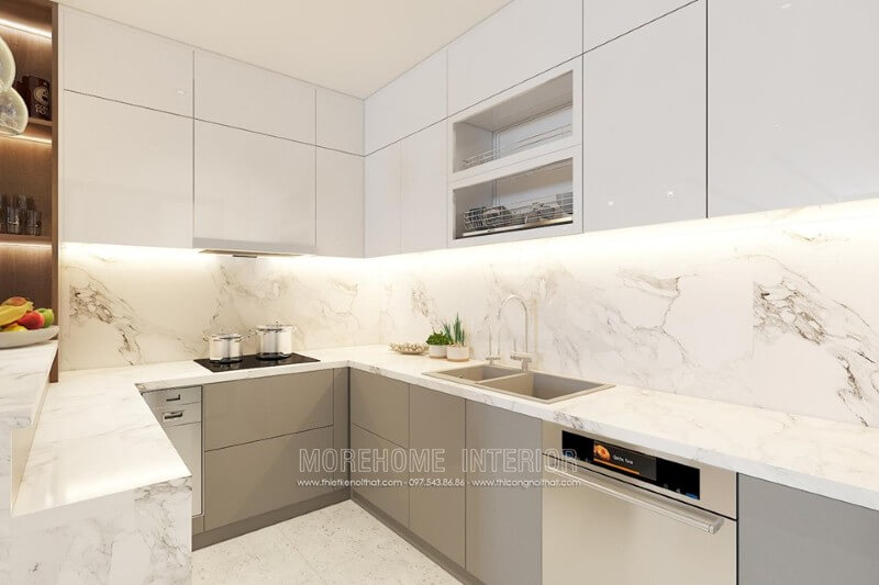 Thiết kế nội thất phòng bếp chung cư hiện đại Thiết kế phòng bếp hiện đại