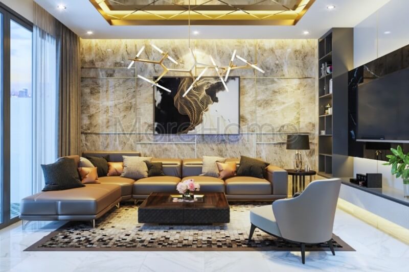 Thiết kế nội thất phòng khách nhà phố phong cách hiện đại sang trọng Thiết kế nội thất phòng khách nhà phố