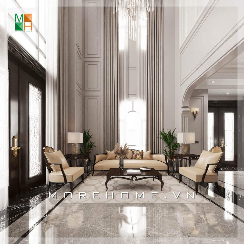 Chiêm ngưỡng mẫu thiết kế phòng khách tân cổ điển sang trọng cho biệt thự, nhà phố, chung cư cao cấp, căn hộ penthouse. Gợi ý các mẫu thiết kế phòng khách tân cổ điển tiện nghi