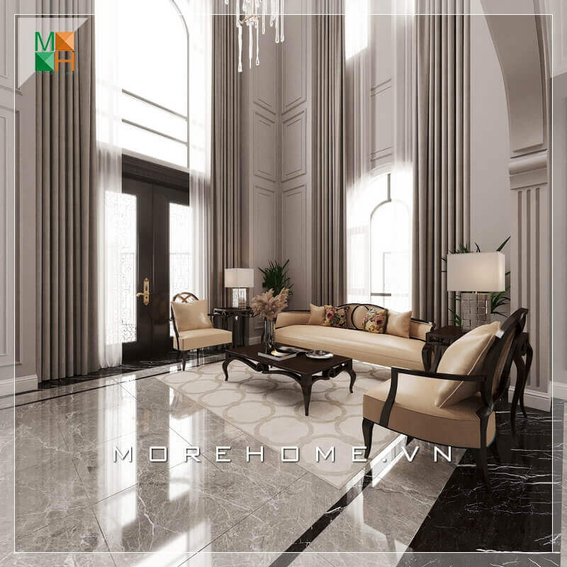 Mẫu thiết kế nội thất phòng khách mang phong cách tân cổ điển sang trọng cho biệt thự, nhà phố, chung cư cao cấp, căn hộ penthouse. Gợi ý các mẫu thiết kế phòng khách tân cổ điển tiện nghi