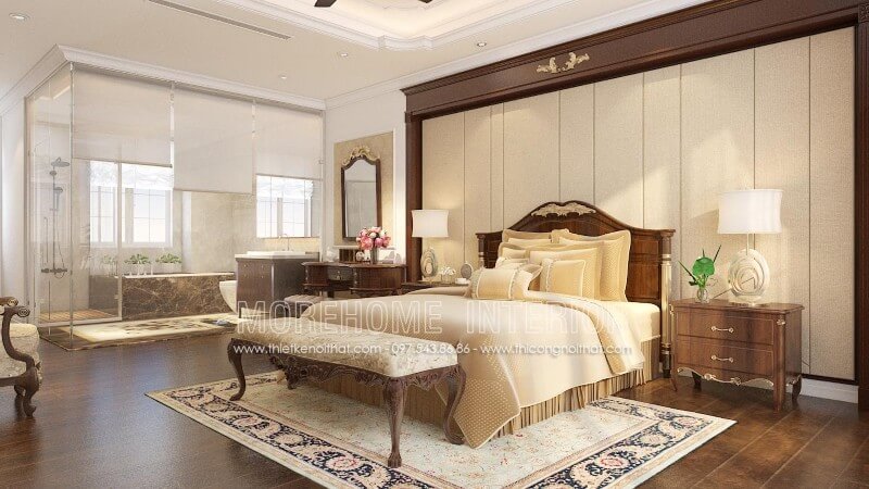 Giường ngủ chung cư tân cổ điển Giường ngủ chung cư tân cổ điển