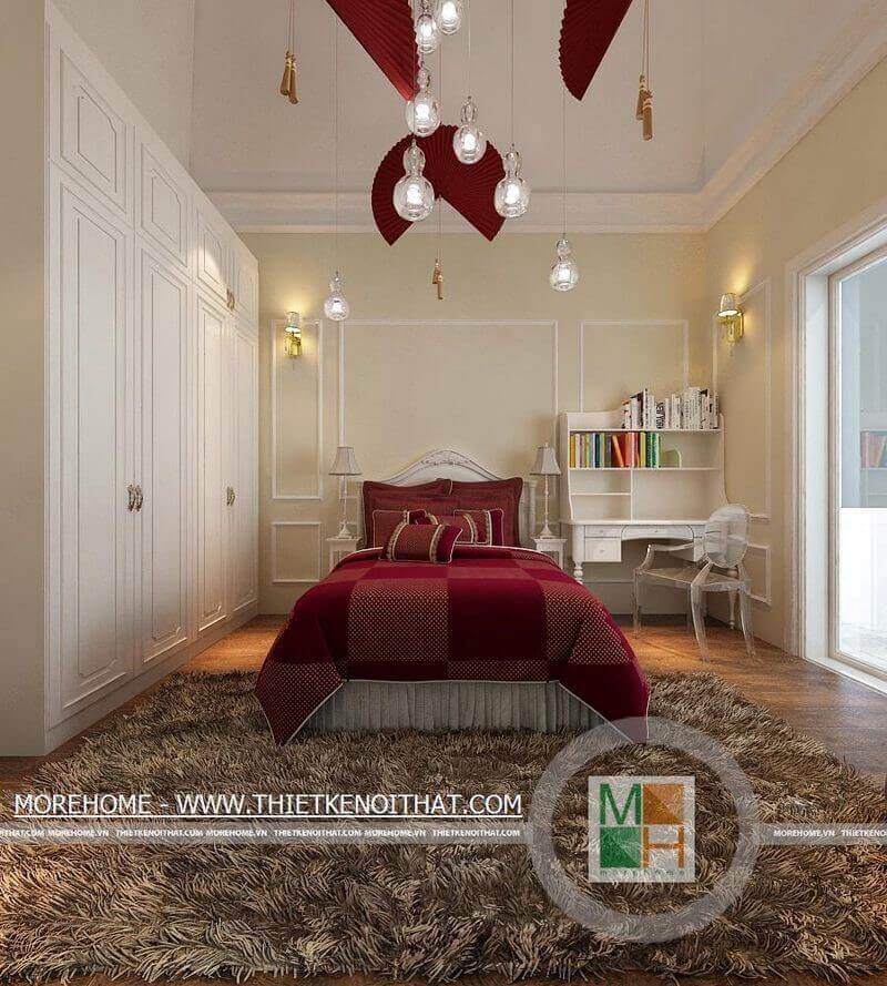 Giường ngủ chung cư tân cổ điển Giường ngủ chung cư tân cổ điển