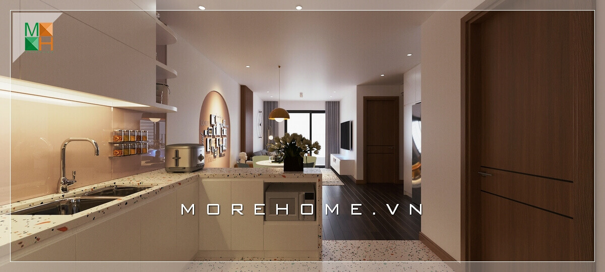 Thiết kế nội thất bếp chung cư hiện đại, kệ tủ bếp đẹp thiết kế hợp lý và tiện lợi. Thiết kế phòng bếp, tủ bếp đẹp