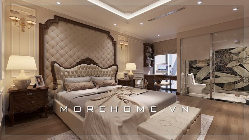 Mẫu thiết kế nội thất phòng ngủ có nhà vệ sinh tại chung cư cao cấp mang lại cho gia chủ cảm giác thuận tiện và thoải mái nhất