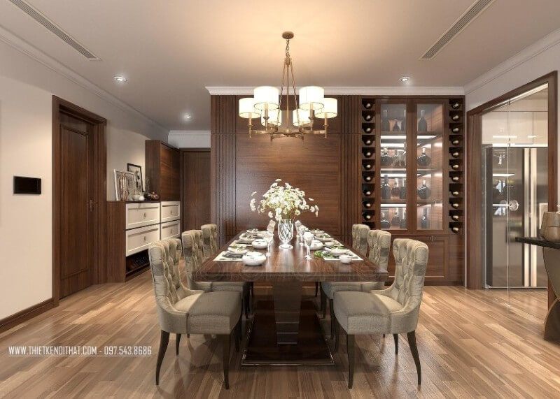 Nội thất phòng ăn chung cư phong cách tân cổ điển đầy lạ mắt và ấn tượng