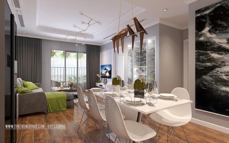 Nội thất phòng ăn hiện đại được thiết kế liền kề với không gian sinh hoạt chung tạo sự thuận tiện cho gia chủ