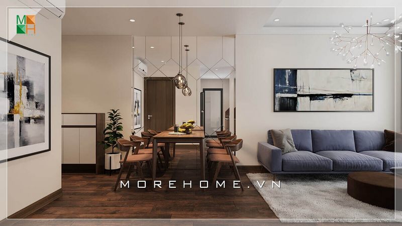 Thiết kế không gian phòng khách liên thông phòng ăn hiện đại độc đáo cho nhà phố, chung cư