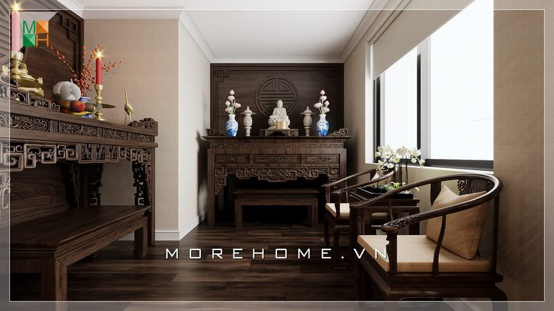 Mẫu thiết kế nội thất phòng thờ đẹp sang trọng hiện đại cho chung cư, biệt thự, nhà phố.
