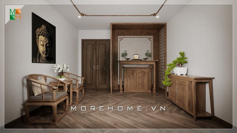 Ngắm nhìn mẫu thiết kế phòng thờ hiện đại cho chung cư, nhà phố, biệt thự tuy nhiên không làm mất đi vẻ tân linh của không gian nơi đây.