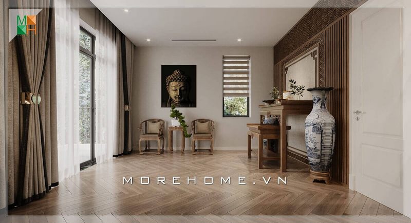 Chiêm ngưỡng mẫu thiết kế nội thất phòng thờ ấn tượng và đẳng cấp mang phong cách hiện đại, có nhiều cửa số thông thoáng dành cho không gian chung cư cao cấp, nhà phố, biệt thự,...