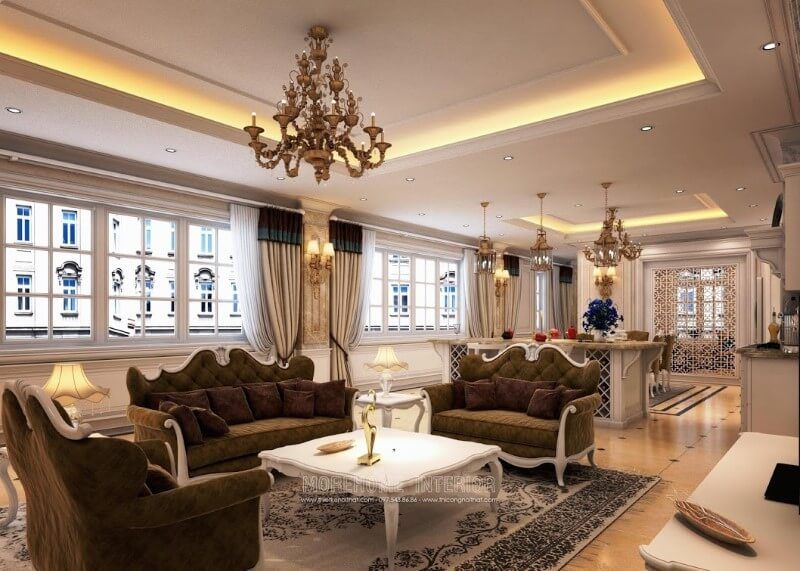 Bàn trà MH-TCD001 gỗ tự nhiên với phong cách tân cổ điển trang trí phòng khách biệt thự sang trọng