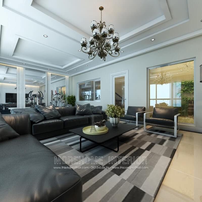 Mẫu bàn trà phong cách hiện đại với màu sơn đen huyền bí tạo nên dự cá tính cho không gian