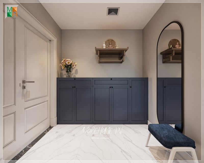 Cửa gỗ màu trắng với phong cách thiết kế đơn giản song lại tiện lợi và dễ dàng an toàn khi sử dụng.