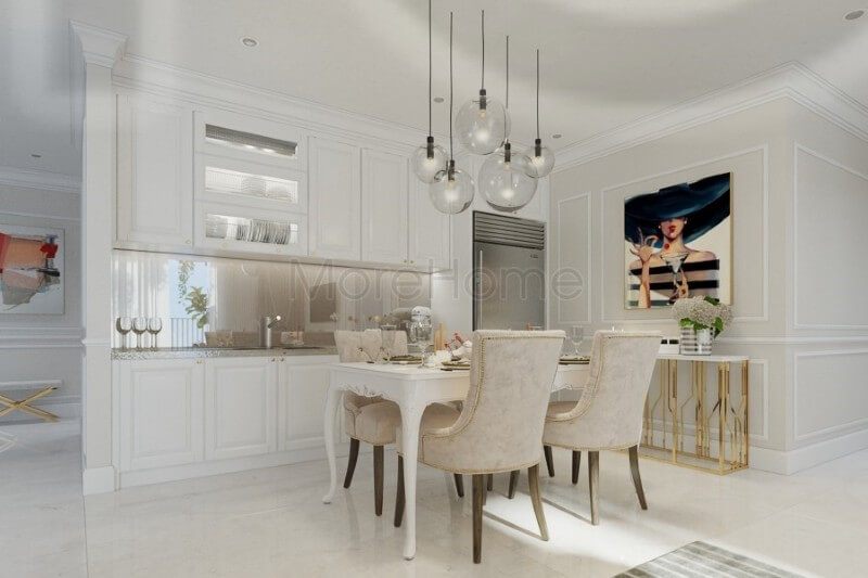 Thiết kế tủ bếp đơn giản, không quá chú trọng về hình thức nhưng vẫn đảm bảo được tính sang trọng và công năng sử dụng của sản phẩm