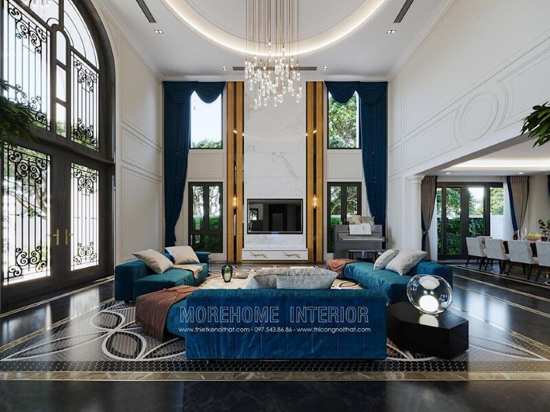 Mẫu thiết kế nội thất phòng khách biệt thự Hải Phòng sang trọng