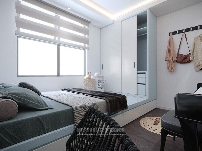 Để không gian phòng ngủ của gia chủ sẽ tiện nghi hơn với mẫu tủ quần áo màu trắng được sản xuất tại MoreHome