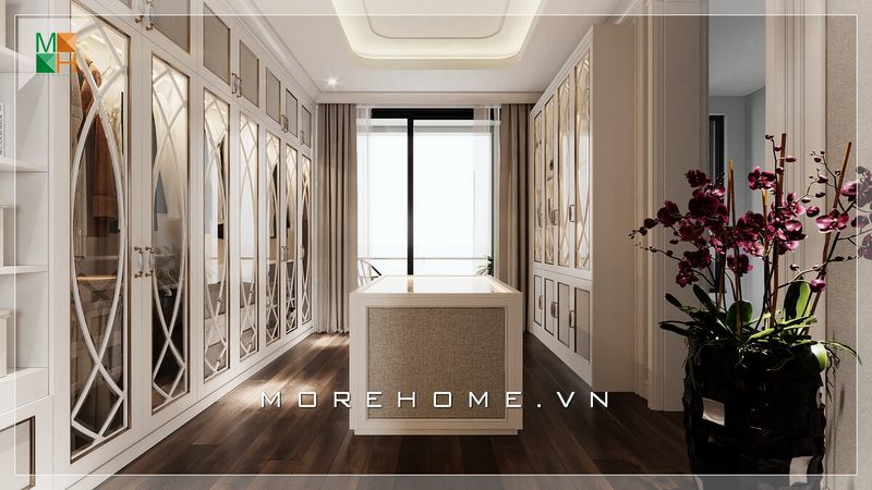 Ấn tượng với thiết kế đảo phụ kiện vừa tôn vẻ sang trọng tiện nghi và tiện lợi cho gia chủ.