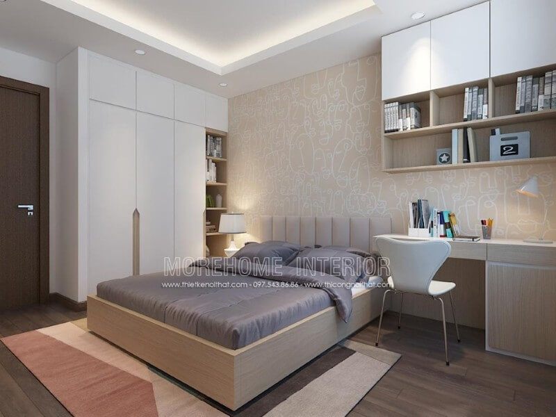 Không gian phòng ngủ đẹp với thiết kế đơn giản, bố trí đồ đạc khoa học