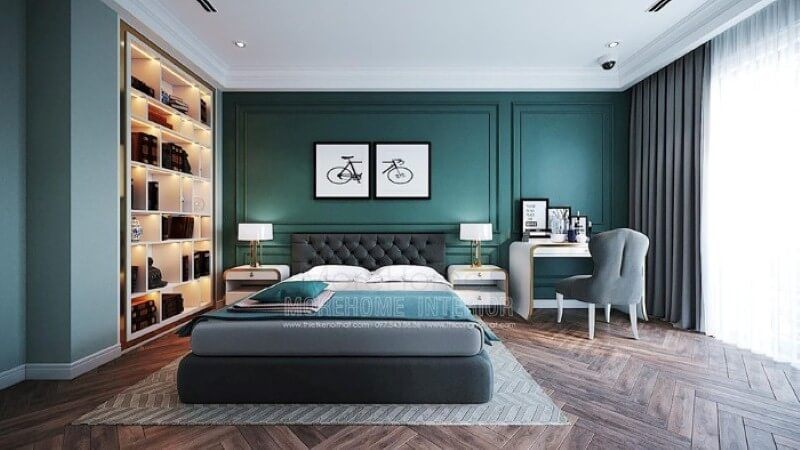 Bộ 2 tranh in canvas hình xe đẹp đẹp tạo điểm nhấn sinh động cho phòng ngủ sắc xanh nổi bật.