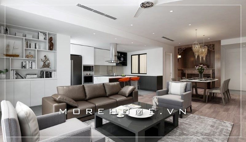 Bàn trà hình vuông với bề mặt nhẵn bóng không chỉ tôn thêm giá trị thẩm mỹ mà còn giúp cho khâu dọn vệ sinh lau chùi được dễ dàng.