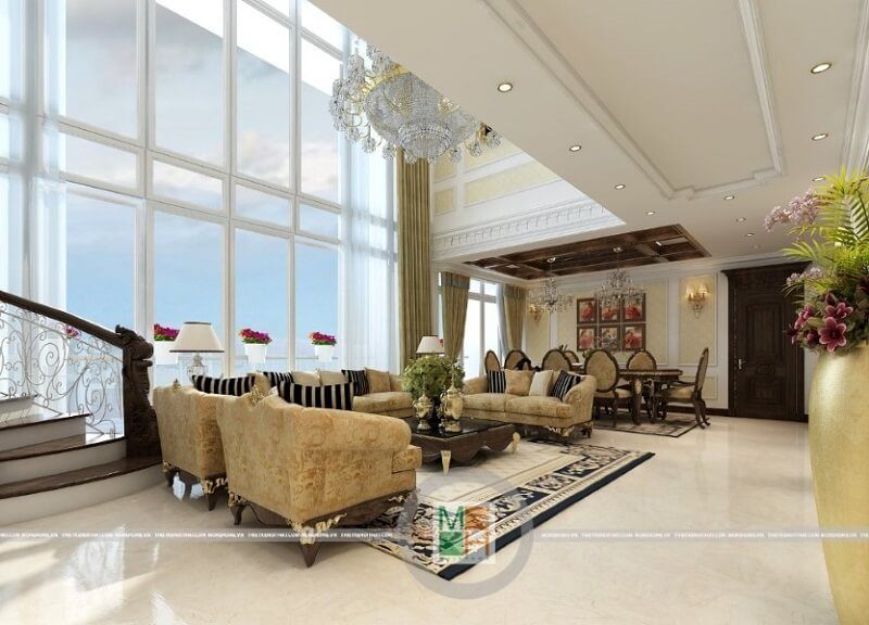 Thiết kế nội thất căn hộ chung cư Duplex Mandarin tân cổ điển mang đến cho gia chủ cảm giác thoải mái, đẳng cấp.
