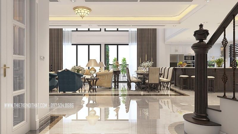 Morehome gợi ý mẫu trụ cầu thang căn hộ Duplex bằng gỗ óc chó sang trọng cho khách hàng tại hà nội