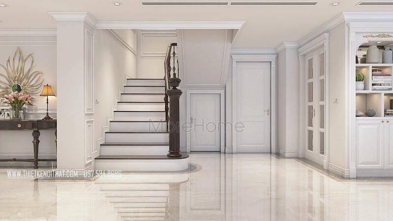 Mặt bậc cầu thang gỗ óc chó cao cấp tại duplex hà nội