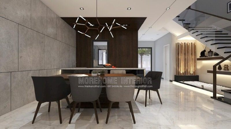 Phong cách thiết kế nội thất hiện đại sử dụng tone màu xám là điểm nhấn ấn tượng phù hợp không gian nhà phố, biệt thự.