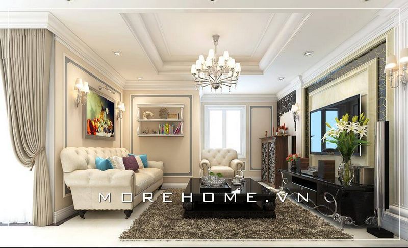 Thiết kế nội thất căn hộ 71m2 tại Tp.HCM ấn tượng với #17 Idea phòng khách sang trọng