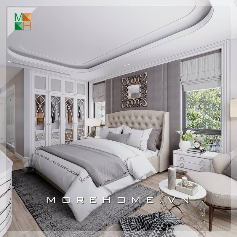 Mẫu thiết kế nội thất phòng ngủ mang phong cách tân cổ điển sang trọng, đẳng cấp cho biệt thự, chung cư cao cấp