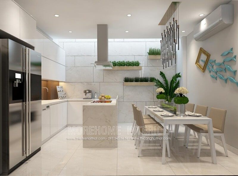 Tưởng chừng như tủ bếp chữ U thường chỉ sử dụng cho căn bếp có diện tích nhỏ, tuy nhiên, với sự kết hợp khéo léo giữa kiểu dáng, chất liệu, tone màu... mẫu tủ bếp hiện đại mang lại sự sang trọng mà không hề bí bách