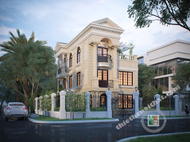 Công trình thiết kế kiến trúc biệt thự đơn lập 3 tầng tân cổ điển đẹp đẳng cấp tại KĐT Phú Mý Hưng, Hồ Chí Minh